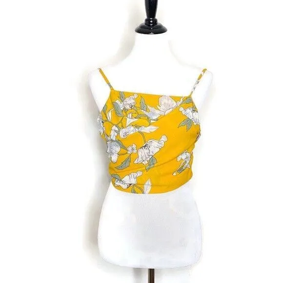 Goodnight Macaroon Boho Tropical Resort Drape Accent Tie Camisole Crop Top S Yellow Floral‎ White - Image 8