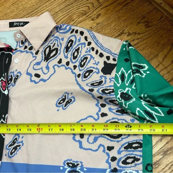 Nasty Gal | Oversized Bandana Print Satin Shirt Size S - Image 11