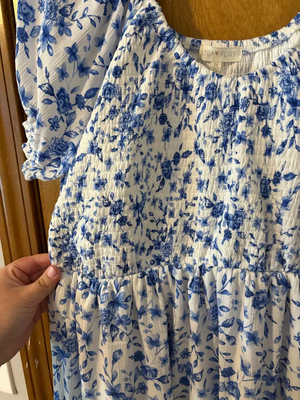 Blue floral sun dress ultra flirt - Image 2