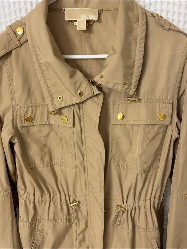Michael Kors Tan with Gold Hardware Trench Coat Jacket Small - Image 2
