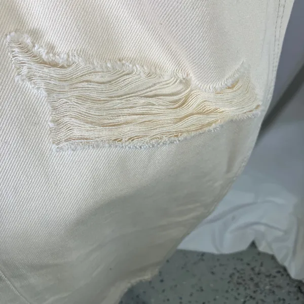Express‎ Womens Jeans Size 10R Beige Distressed Denim High Rise Mom Jeans - Image 8