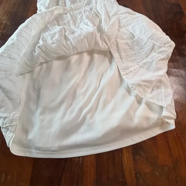 Mi Ami for Francesca's White Ruffle Bow Back Mini Dress Womens Small Cotton - Image 7