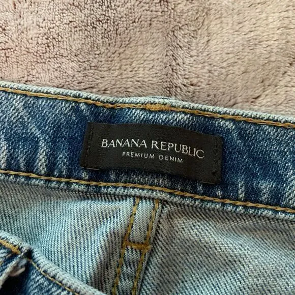Banana Republic Womens 25 Jeans Blue High-Rise Straight Leg Side Stripe Denim‎ - Image 3