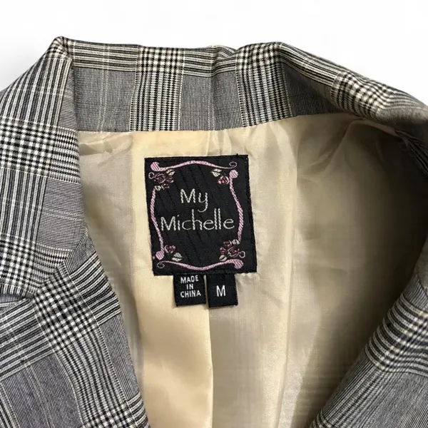 My Michelle Y2K Fitted Waist‎ Plaid Blazer M Puff Sleeve Preppy - Image 2
