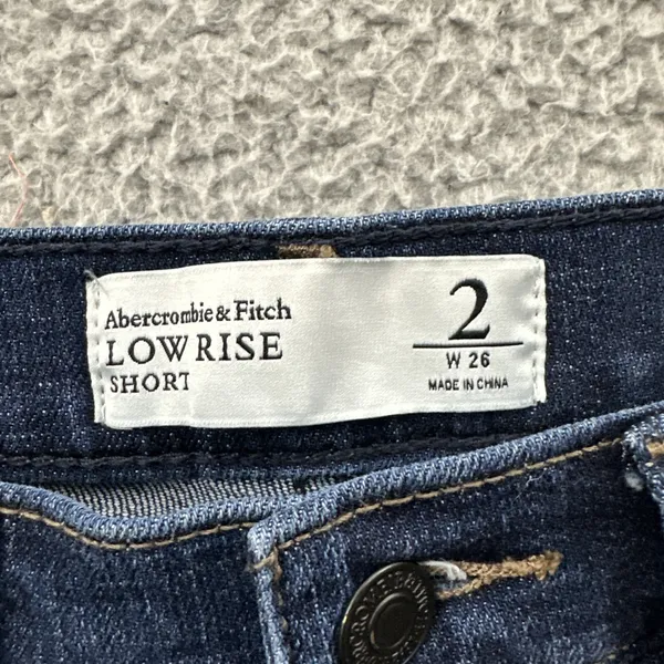 Y2K Abercrombie & Fitch Low Rise Denim Jean‎ Shorts 2" Cuffed Distressed Women 2 - Image 3