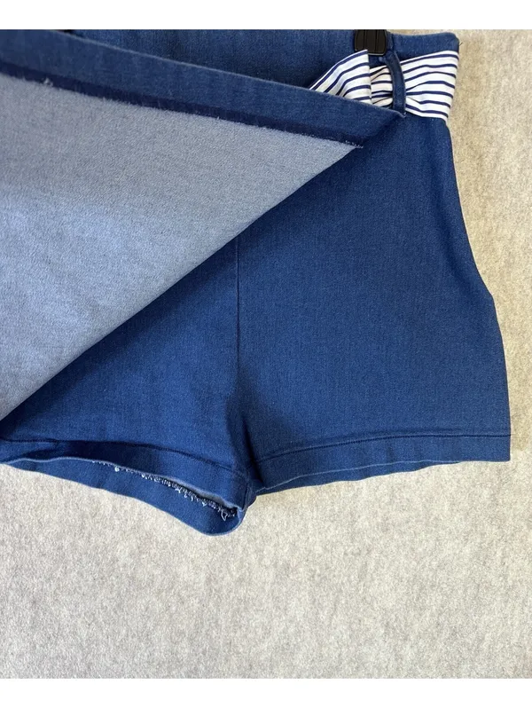 Altar'd State Skort Skirt Shorts Blue Belt Zip Women’s Medium Cotton Blend - Image 2