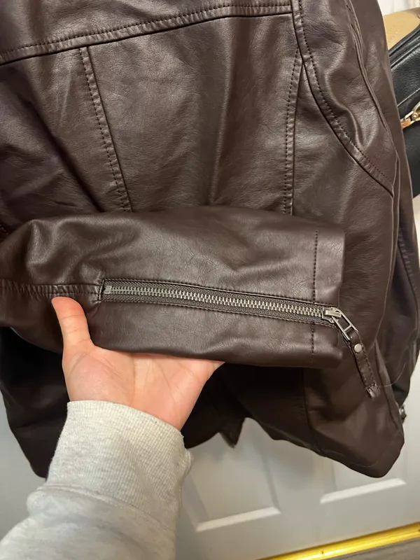 Brown leather jacket Size M - Image 4