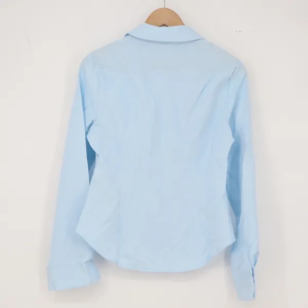 Unbranded Blouse Womens M Ruched Front Light Blue Button - Image 4