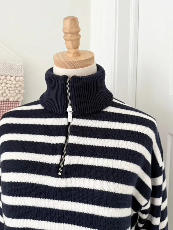 Aritzia Babaton Overseas Striped Sweater Blue White Sz XXS - Image 3