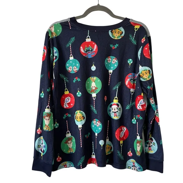 Disney Mickey Olaf Stitch Christmas Pajama Top XL Holiday Shirt - Image 3