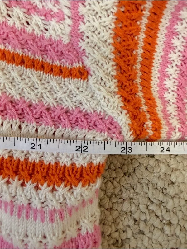 Sincerely Jules Striped Open Knit‎ Sweater Pink Orange Cream Size Small - Image 5