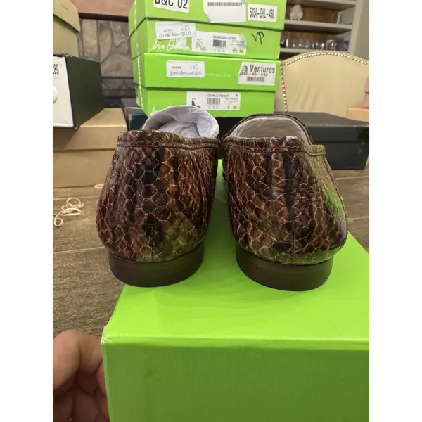 Sam‎ Edelman Loraine Brown Leather Snake-Print Loafer Slip-On Women's Size 6 - Image 6