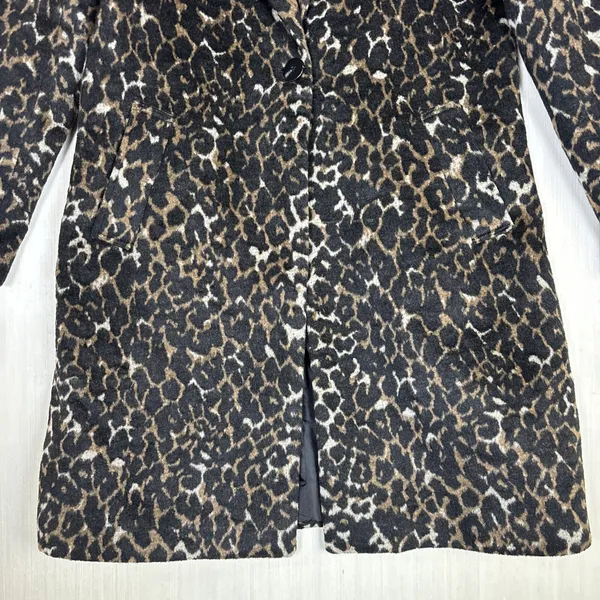 Apt 9 Womens Cheetah Leopard Print Overcoat Single Button Long Jacket Small NEW - Image 5