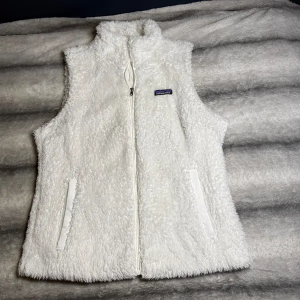 Patagonia Los Gatos Cabincore Fleece Vest White Full Zip High Pile Fuzzy Medium - Image 3