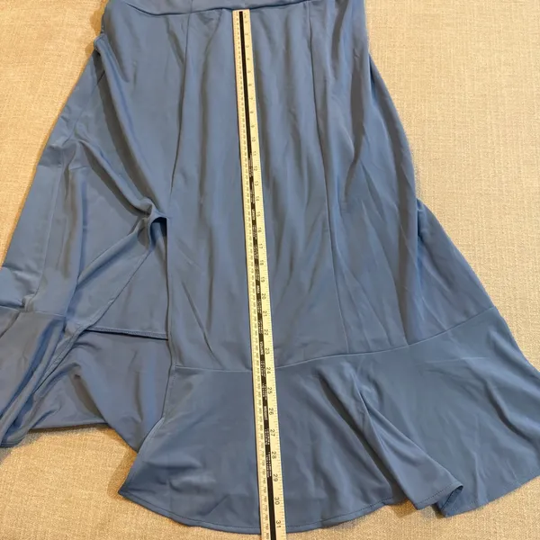 Blue Tie Shoulder Ruffle Hem Midi Dress 2XL Sleeveless Slit Cocktail Party - Image 6