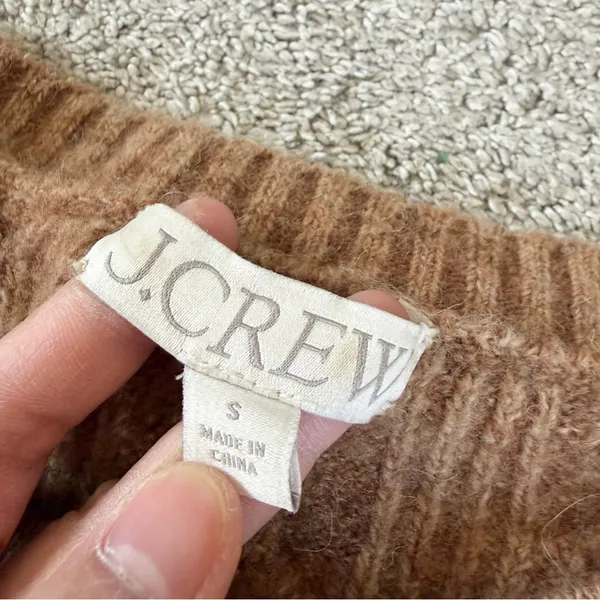 J. Crew Women’s Cable Knit Sweater Wool Alpaca Blend Soft Yarn in Brown S - Image 6