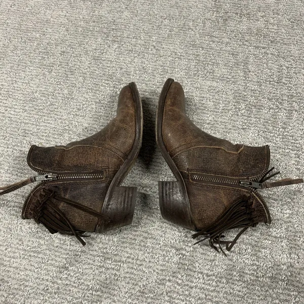 Circle G Corral Fringe Ankle Boots Womens 6 Distressed Leather Western Booties - Image 10