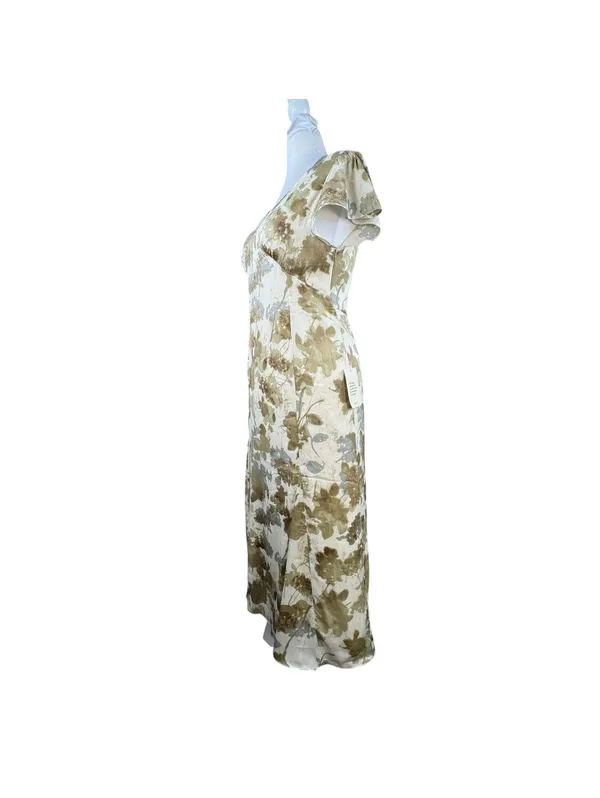 Bohme Floral V-Neck A-Line Maxi Dress with Flutter Cap Sleeves - Size L - NWT - Image 3