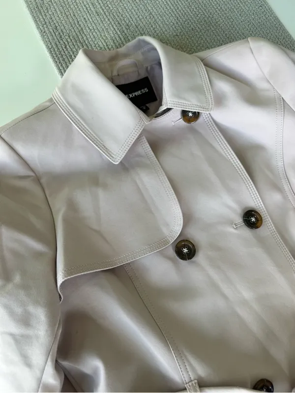 Express Light Pink Belted Trench Coat Size Medium - Image 10