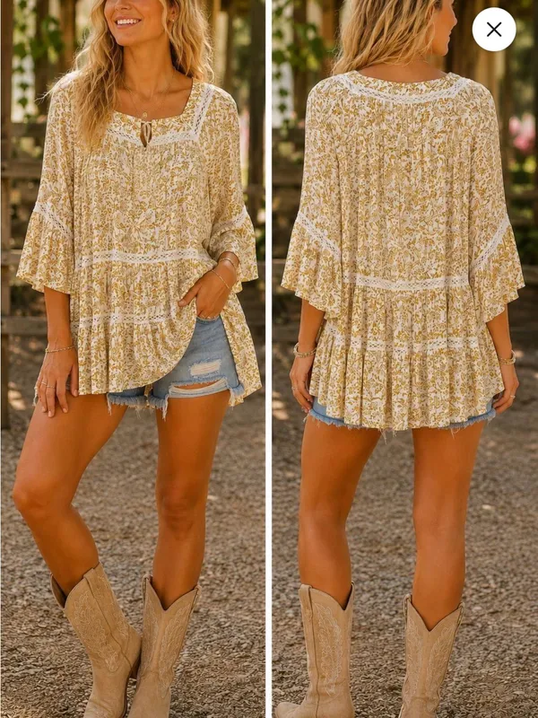 NWT Free People Talk About It Tunic Ivory Combo Extra Small - Image 2