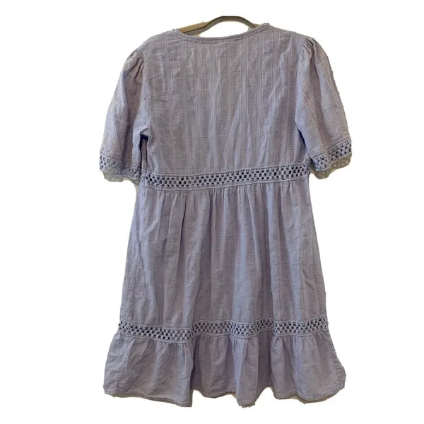 Knox Rose Womens Size Medium Blue Embroidered V Neck Lagenlook Tiered Dress - Image 3