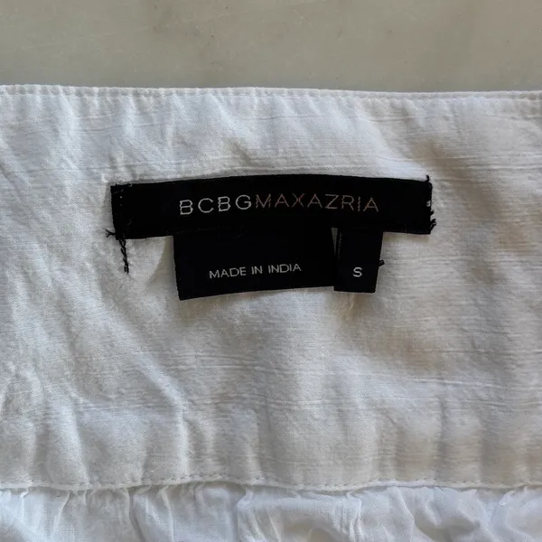 BCBGMaxAzria Vintage Y2K White Tiered Boho Midi Skirt Beaded Sequin Size Small - Image 6