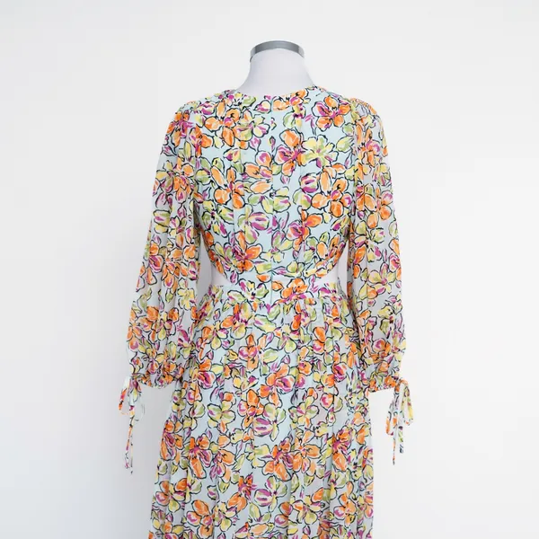 Maje - ‎ Orange Blue Hibiscus Cut Out Maxi Dress - Image 14