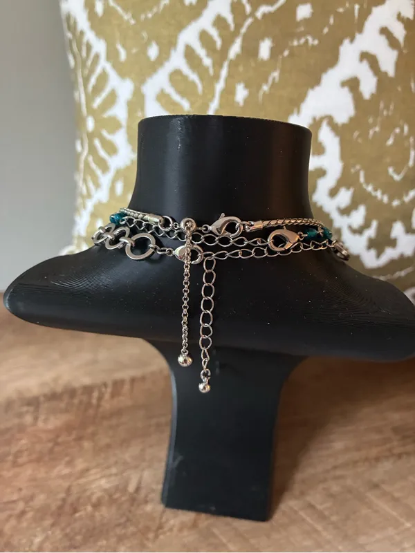 Silver Tone Faux Turquoise And Faux Charcoal Stone Necklaces, 3 - Image 7