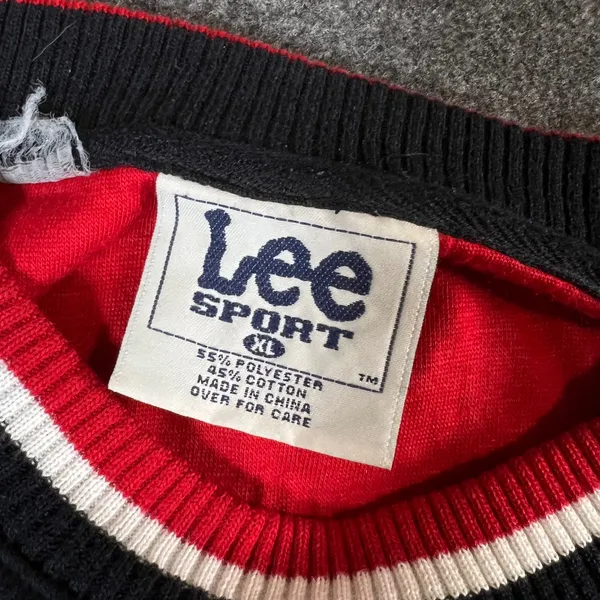Lee Sport Detroit Red Wings Sweatshirt Black NHL Vintage Embroidered XL - Image 3