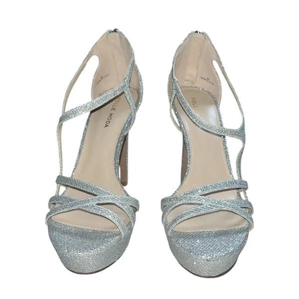 Pelle Moda Oneda Silver Metallic High Heels Size 9 - Image 8