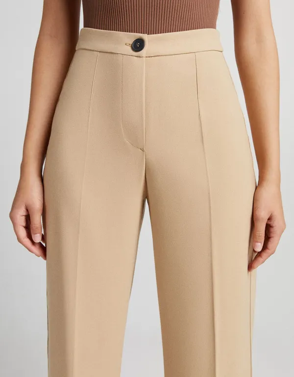 Bershka high waisted beige tan wide leg pants - Image 10