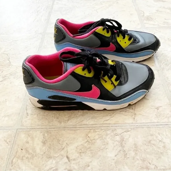Nike Air Max 90 Flint Grey Flamingo GS Sneakers Shoes Youth 6/ Women’s 8 - Image 2
