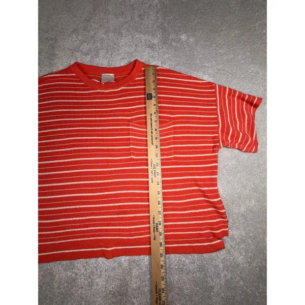 kerisma sweatet short sleeve shirt blousr striped orange ivory M/L - Image 7