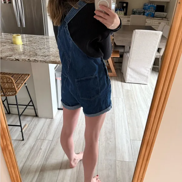 SHEIN Denim Short Overalls Women’s US L - Image 5