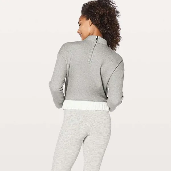 Lululemon gray hoodie pullover zip‎ back Light As Warmth Crew Heathered Grey - Image 2