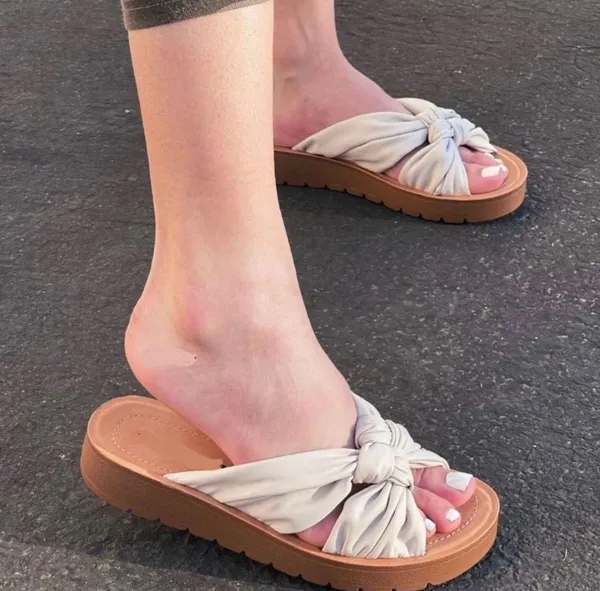 Soda Ivory Vegan Leather Slip On Wedge - Image 3