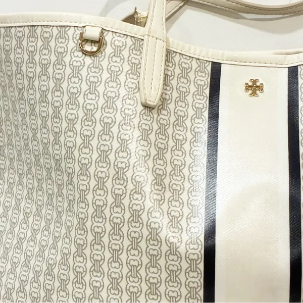 Tory Burch Tote Bag Gemini Link Shoulder Bag Printed Blue Chain - Image 2
