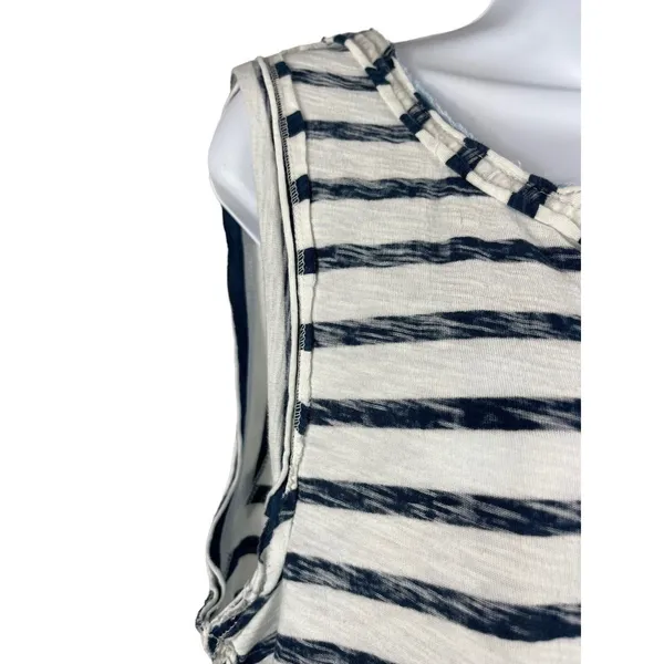 Free People Blue White Nautical Theme Lightly Distressed Sleeveless Top M - Image 2