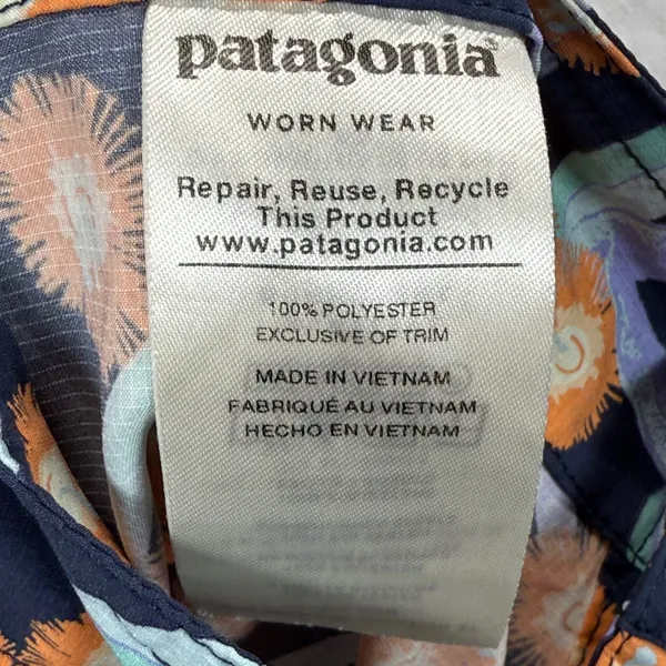 Patagonia Baggies Board Shorts‎ Floral Print Swim Trunks Orange Blue Size 14 - Image 6