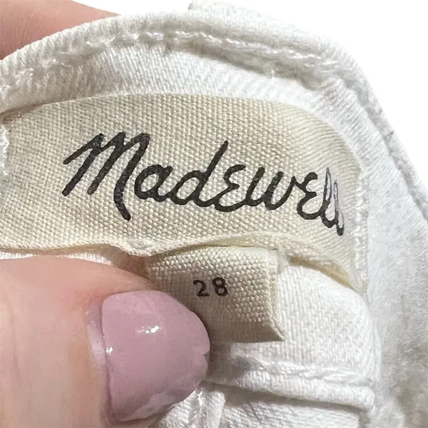 Madewell Women's White Denim Button-Front Mini Skirt Size 28 - Image 9
