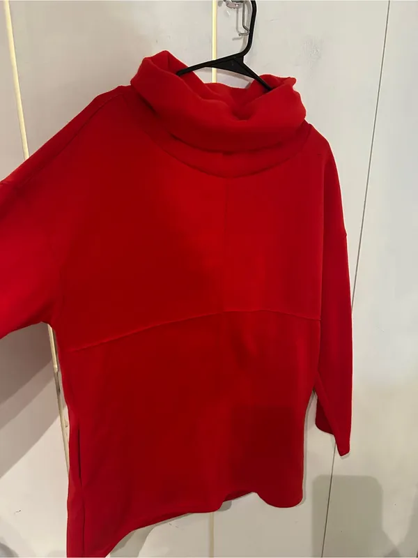 Cozy Red Funnel Neck Women's Sweater Size L - Image 3