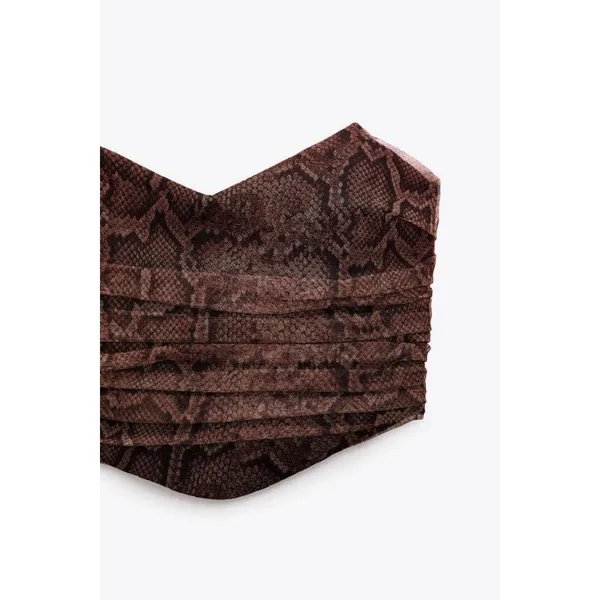 Zara Brown Snake Animal Print Sweetheart Strapless Mesh Tube Crop Top Size XS - Image 8