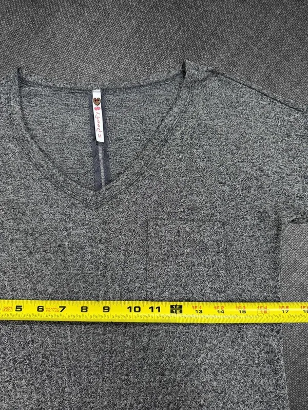 Poof Charcoal Heather V Neck Pocket T Shirt Size Medium - Image 6