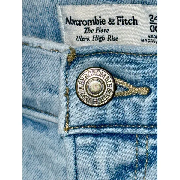 Abercrombie & Fitch Curve Love Flare Ultra High Rise Blue Denim Jeans Size 24 00 - Image 5