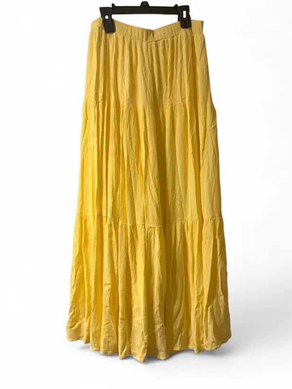 Stradivarius Yellow Tiered Maxi Skirt - Image 4