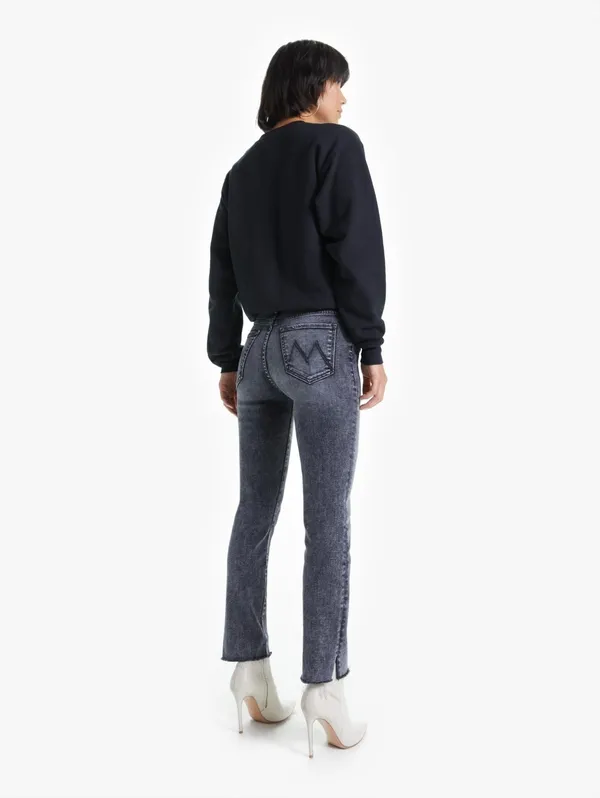 Mother High Waisted Rascal Snippet Ankle Jeans Washed Black - Image 2