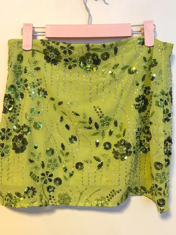 No Boundaries Sequin Beaded Embellished Mini Skirt Light Green Womens Size XS - Image 5