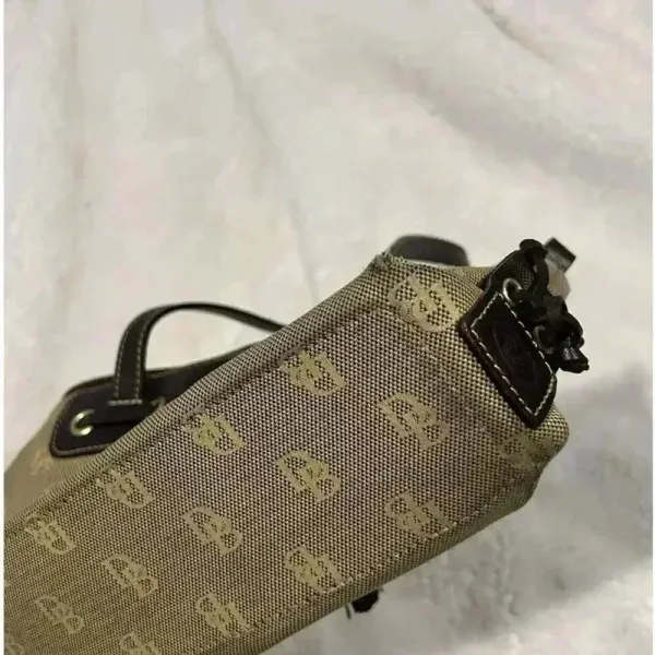 Dooney and Bourke‎ Signature Canvas Leather Purse Vintage DB Brown Shoulder Bag - Image 5