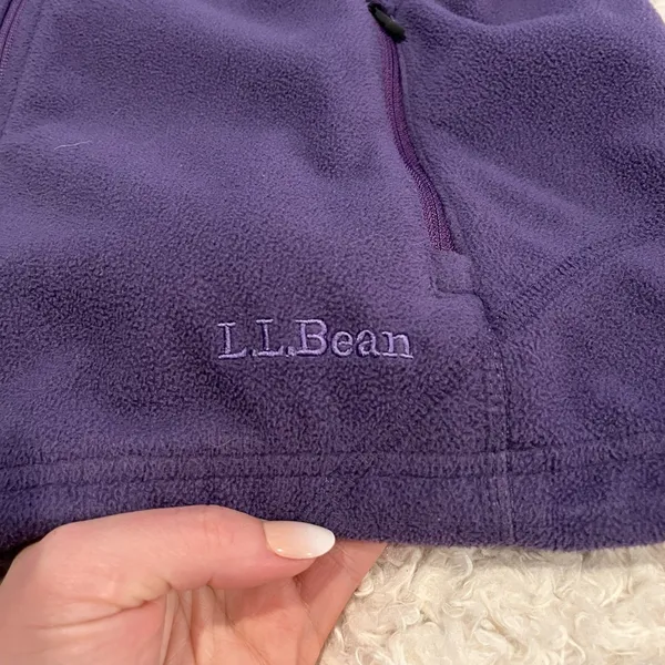 LL Bean Jacket Women’s Large Purple Polartec Full Zip Fleece Vest Outdoor Hiking - Image 2