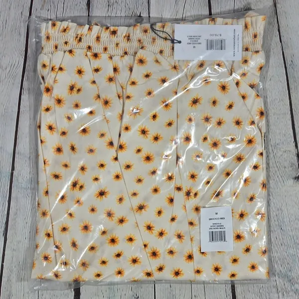 WeWoreWhat Smocked Midi Dress Ditsy‎ Daisies Ivory Multi Womens Size M New - Image 11